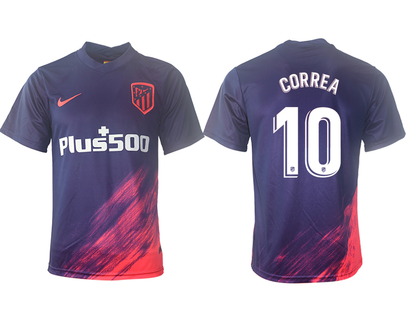 Men 2021-2022 Club Atletico Madrid away aaa version purple #10 Soccer Jersey